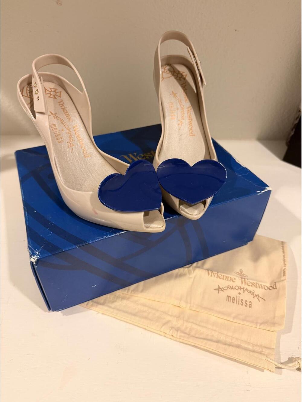 Vivienne Westwood Melissa Heart Accent Lady Dragon Slingback Heels - US 8